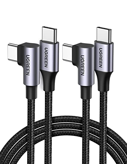 UGREEN USB C auf USB C Kabel 60W Winkel 2 Stück Power Delivery Ladekabel USB C USB C 20V/3A kompatibel mit Galaxy S21 S20 A52 Mi 11 iPad Mini 6 iPad Air 2020 iPad Pro 2020 XPS 13 MacBook usw. (1M)