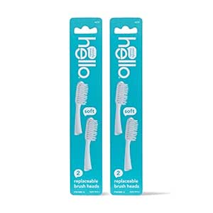 hello Manual Adult Blue Toothbrush Replacement Head Refills, Soft Tapered Bristles, BPA Free, 2 count, 4 Toothbrush Refill Heads