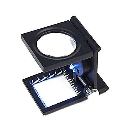 WINOMO Three-Folding 8X Magnifier Magnifying Glass Stand Repair Tool with 2 LED Lights Scale