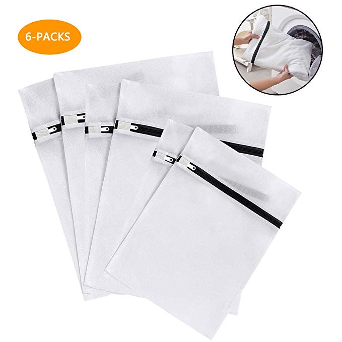 mixigoo 6Pcs Mesh Laundry Large, 2 Medium & 2 Small Clothing Washing Bags Blouse, Bra, Hosiery, Stocking, Underwear, Lingerie