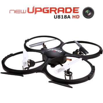 UDI Upgraded Version U818A-HD 2.4GHz 4 CH 6 Axis Gyro Headless RC Quadcopter Drone RTF UFO With 2MP HD Camera, Speed Mode Flip Mode Return Home Function