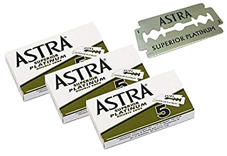 Astra Superior Premium Platinum Double Edge Safety Razor Blades 3 Pack of 5 Blades (3)