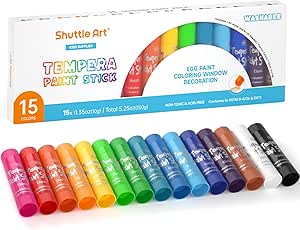 Tempera Paint Sticks, 15 Colors Solid Tempera Paint for Kids, Super Quick-drying, Washable Paint, Works Great on Paper Wood Glass Ceramic Canvas