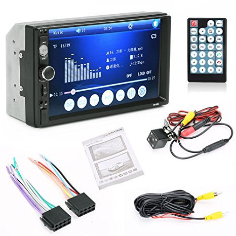 APG 7'' HD 2 DIN USB/FM/MP3/MP5 AUX Bluetooth Touch Screen Car Stereo Radio   Camera