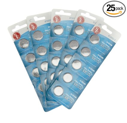 SE BT2032-25 CR2032 Button Cell Batteries (25-Pack), Silver