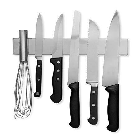 Modern Innovations 10 Inch Stainless Steel Magnetic Knife Bar with Multipurpose Use as Knife Holder, Knife Rack, Knife Strip, Kitchen Utensil Holder, Tool Holder, Art Supply Organizer & Home Organizer
