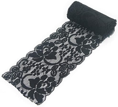 3 Inch 10 Yards Black Lace Ribbon Fabric Decorating Elastic Stretch Sewing Lace Trim for DIY Crafting