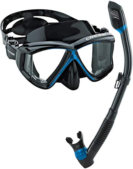 Cressi Panoramic Wide View Mask & Dry Snorkel Kit for Snorkeling, Scuba Diving | Pano 4 & Supernova Dry: Designed in Italy