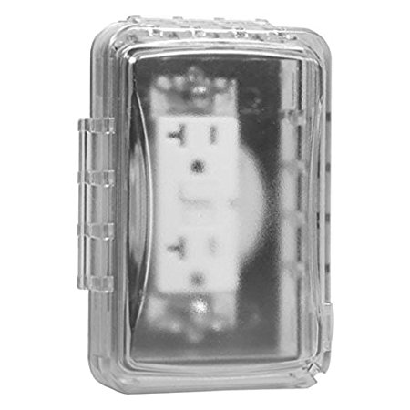 Taymac MM110C Weatherproof Single Outlet Outdoor Receptacle Cover, 5/8 Inches Deep, Clear