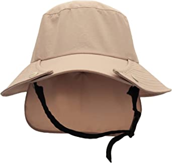 Panegy Surf Bucket Hat UV Protection Unisex Sun Hat with Chin Straps Waterproof Breathable Fishing Hat with Removable Neck Flap for Surfing Watersports