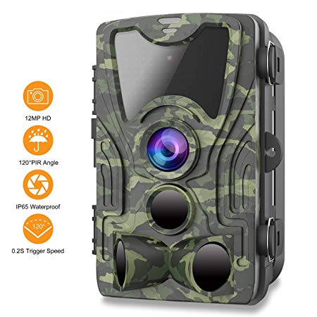 FHDCAM Trail Camera 1080P FHD, Wildlife Game Hunting Camera with Motion Activated & Night Vision, 120° Angle Lens, IP65 Waterproof Scouting Camera for Wildlife & Home Surveillance (2019 New Version)