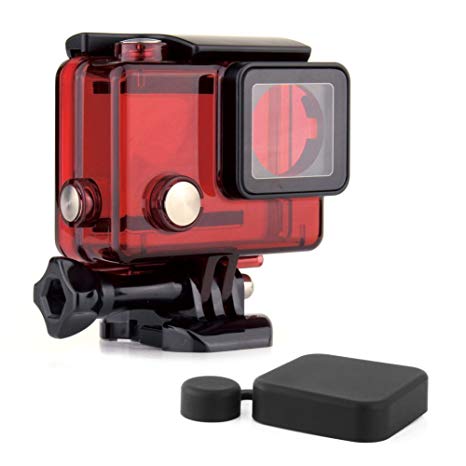 SOONSUN Waterproof Dive Standard Housing Protective Case for GoPro Hero 4 3  3 Black Silver Camera - Underwater 40 Meters (Red)