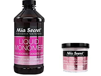 Mia Secret Liquid Monomer 4/8/16/32 oz AND Acrylic White Clear Pink Natural Pink MultiBalance 2/4/8 oz (32 oz Monomer, 4 oz Natural Pink)   FREE Earrings