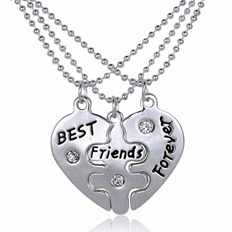 Gemini_mall® BBF Best Friends Forever Necklace Friendship Love Gift Long Chain Heart Pendant Necklaces for Women (Best Friends Forever)