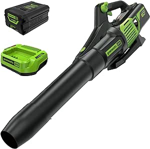 Greenworks 60V 610 CFM Cordless Leaf Blower, 2.5 Ah Battery and Rapid Charger