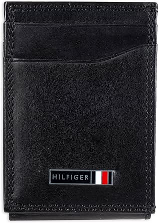 Tommy Hilfiger mens Slim Front Pocket Card Case Wallet with ID Window