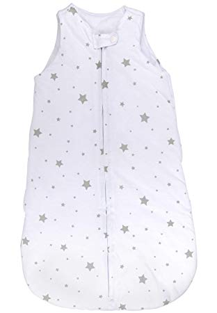 Baby Wearable Blanket- Sleep Bag Winter Weight Grey Stars for Baby Girl or Boy (6-12 Months)