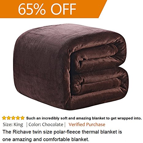 Twin Polar 330GSM Fleece Thermal Blanket Chocolates Extra Soft Brush Fabric Super Warm Bed Blanket Lightweight Couch Blanket Easy Care 66" x 90"(Chocolates Twin)