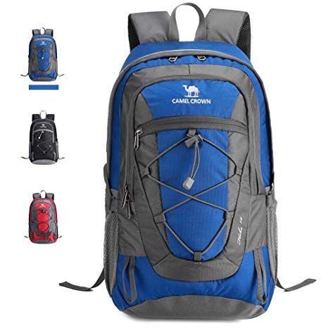 Camel Outdoor Backpack, for Daily Commuting, Camping Bag, Trekking Rucksuck, Durable Travel Daypack with Multi-Function Compartments, 8 Gal/30L; Blue/Red/Black; 2nd Generation