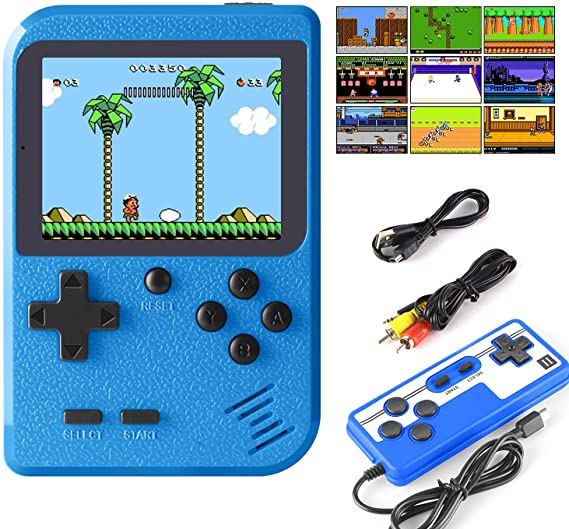 JAMSWALL Retro Handheld Game Console, Portable Retro Video Game Console with 400 Classical FC Games 2.8-Inch Screen 800mAh Rechargeable Battery Support for Connecting TV and Two Players(Blue)