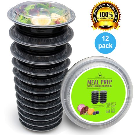 Round Meal Prep Containers Set - Portion Control Bento Box- Food Storage  Restaurant Foodsavers - 12pk