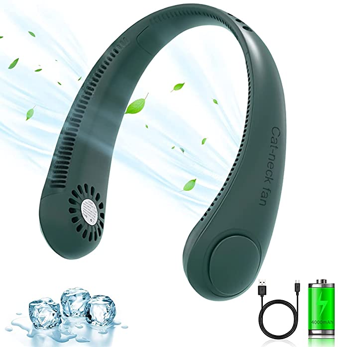 Neck fans portable rechargable small mini bladeless personal usb fan,quiet Bendable Head rapidly cooling 3 speed