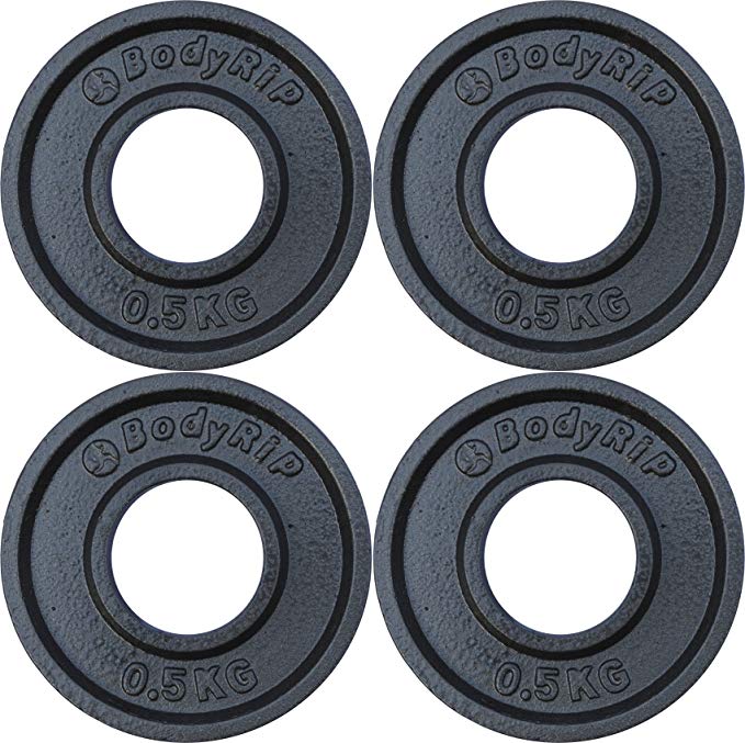 BodyRip Cast Iron 2" Hole Weight Plates 4 x 0.5kg Fraction Discs Low Weights Home Gym