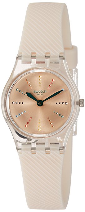 Swatch Quadretten Light Pink Sunray Dial Ladies Silicone Watch LK372