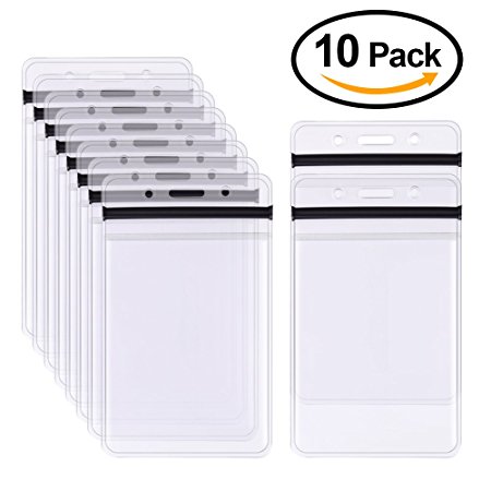 Kuuqa Vertical Heavy Duty Badge Holder Waterproof Name Badge Holder for Office and Exhibition (10 Pack)