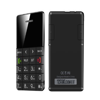 Fsmart®Q5 Pedometer Mini Cell Phone 0.96' Oled Screen Credit Card Size Mini Phone Best Dialer Partner for All Types Tablet Smart Phone(Black)
