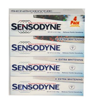 Sensodyne Maximum Strength and Extra Whitening pack of 4Net Wt 65 oz184gper tube