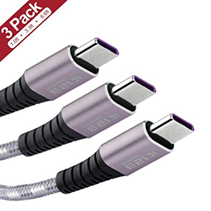 Type C PD Charger Cable 3 Pack USB-C to USB-C Braided Gray 1ft 3ft 6ft K123 Keytech Premium Fast Charge Cable for Nintendo Switch,MacBook Pro,MacBook Air,Samsung Galaxy S9/S8/Note9,Google Pixel