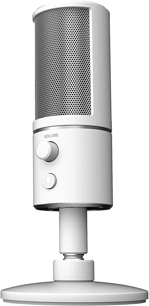 Razer Seiren X USB Streaming Microphone: Professional Grade - Built-in Shock Mount - Supercardiod Pick-Up Pattern - Anodized Aluminum - Mercury White