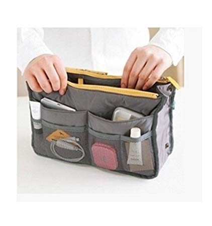 Travel Cosmetic Bag Portable Multifunctional Storage Makeup Bag Organizer Handbag (Grey)