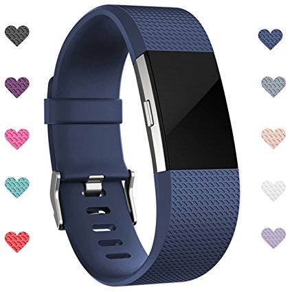 Wepro Fitbit Charge 2 Bands, Replacement for Fitbit Charge 2 HR, Buckle, 15 Colors, Large, Small