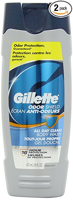 Gillette Odor Shield All Day Clean Body Wash, 16-Ounce (Pack of 2)