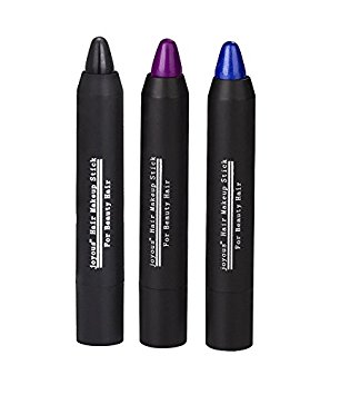 Professional Hair Chalk Temporary Hair Dye Non-toxic Hair Color Crayon Cover White Hair Color Patch (3packs-black-blue-purple)