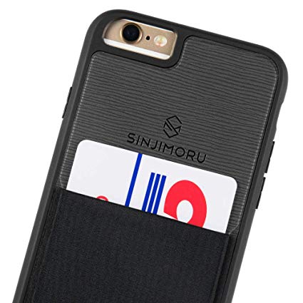 Sinjimoru iPhone 6 / 6s case with Sinji pouch Card Holder, Slim card wallet case for Apple iPhone 6 / 6s. Sinji Pouch Case for iPhone 6 / 6s, Black.