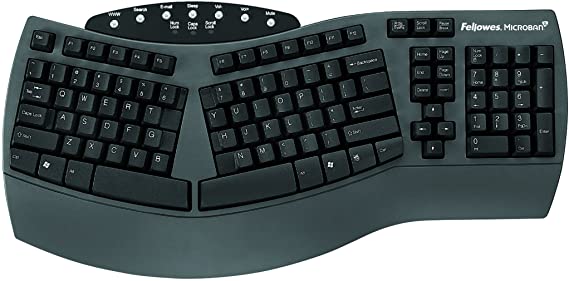 Fellowes Microban Split Design Wired Keyboard, Dark Gray - FEL9891503