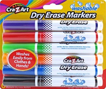 Cra-Z-Art Kids Washable Broadline Dry Erase Markers, 6 Count (10048)