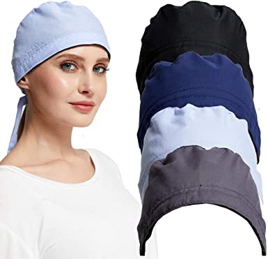 QING Cotton Working Cap with Sweatband Adjustable Tie Back Absorbs All Sweat During Working