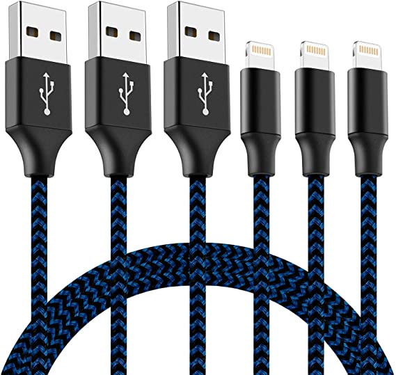 DANTENG Mfi Certified Lightning Cable 3Pack 10FT Nylon Braided iPhone Charger Fast Charging Syncing Long Cord Compatible iPhone 12/11Pro Max/11/XR/X/8/7/6/5 and More - 2021 Upgraded