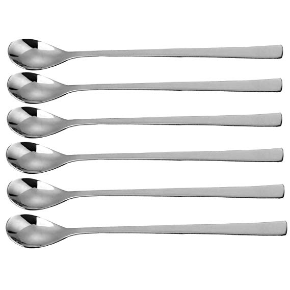 IMEEA 9 inch Mixing Stirring Spoon for Iced Tea Coffee Ice Cream Cocktail Bar 18/10 Stainless Steel Long handle, Set of 6