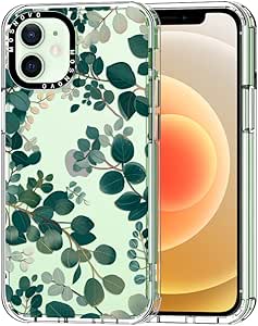 MOSNOVO Case for iPhone 12 & iPhone 12 Pro, [Buffertech 6.6ft Military-Grade Drop Protection] [Anti Peel Off Tech] Clear TPU Bumper Phone Case Cover Design - Eucalyptus