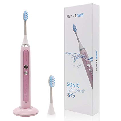 Electric Toothbrush, Ultrasonic Rechargeable Toothbrushes with 2 Replacement Brush heads,5 Modes Dentist Recommended CrossClean Technology IPX7 Waterproof Built-in Auto Timer 3D Cleaning Action