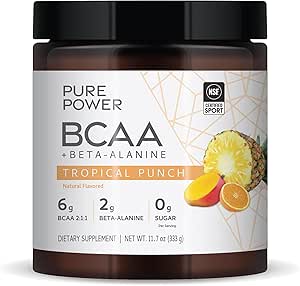 Dr. Mercola Pure Power BCAA   Beta-Alanine, Tropical Punch Flavor, 11.7 oz (333 g), 30 Servings, 6g BCAA, 2g Beta-Alanine, 0g Sugar, Non-GMO