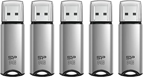 Silicon Power 5 Pack 64GB USB Flash Drive Thumb Drive Memory Stick Marvel M02 Aluminum