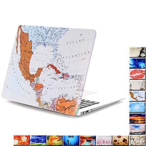 MacBook Pro 13 inch Case with Retina Display (NO CD-ROM Drive), YMIX 13.3 inches [Silent City Series] Soft-Touch Folio Protective Plastic Hard Case Cover fopr Models A1502 & A1425 (World Map)