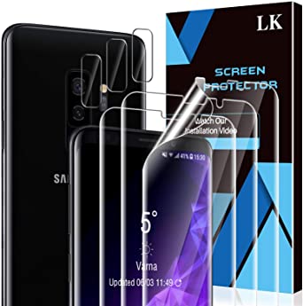 6 Pack LK 3 Pack Screen Protector   3 Pack Camera Lens Protector Compatible with Samsung Galaxy S9 Plus, Positioning Tool, HD Ultra-Thin, Flexible TPU Film