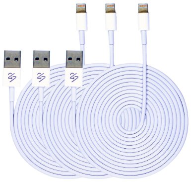 24/7 Cables Lightning Cable 10ft 8 pin USB Sync Cable Charger Cord iPhone 6 / 6 Plus / 5 / 5s / 5c / iPod 7 / iPad Mini / Retina / iPad 4 / iPad Air (Compatible with iOS 9) [Certified Quality] 3 PACK